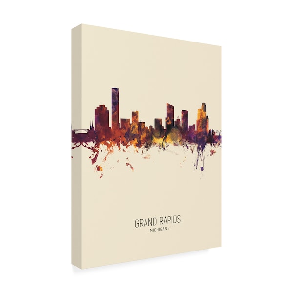 Michael Tompsett 'Grand Rapids Michigan Skyline Portrait III' Canvas Art,35x47